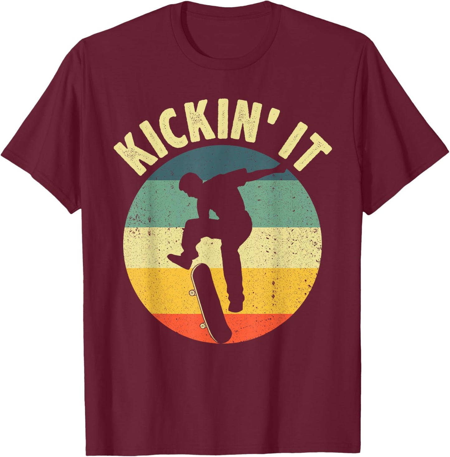 Vintage Skateboard Design For Boys Girls Kids Skateboarding T-Shirt - T-Shirt | Maroon
