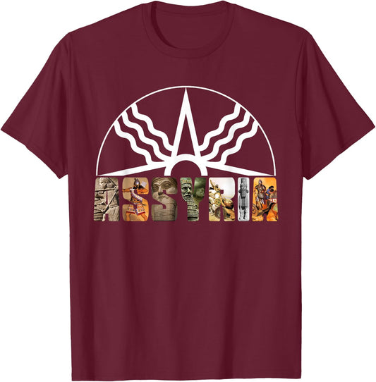 Assyria Country Assyrian Flag Assyrian Winged Bull Lamassu T-Shirt - T-Shirt | Maroon