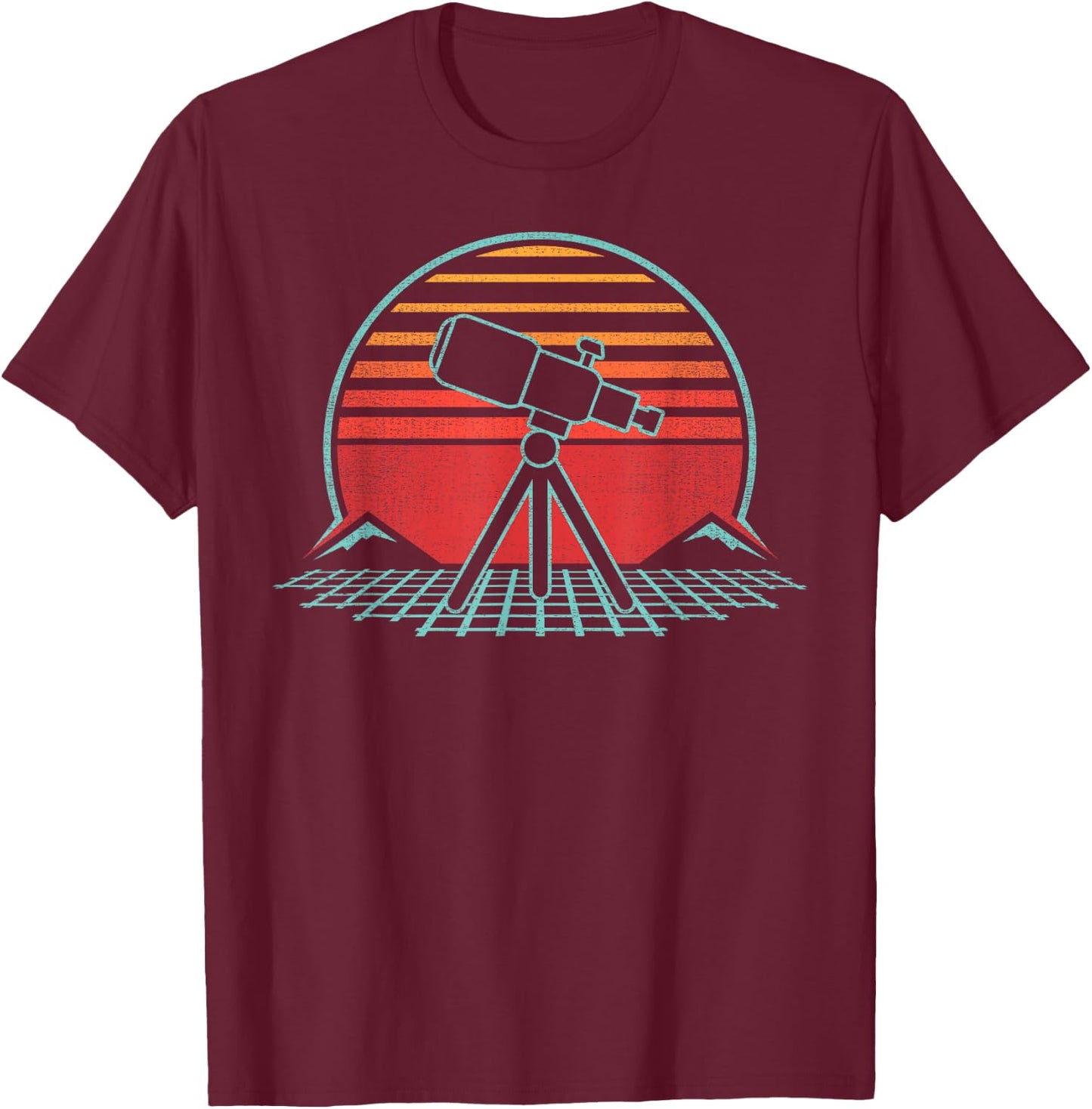 Astronomy Telescope Retro Space Science Vintage 80s Gift T-Shirt - T-Shirt | Maroon