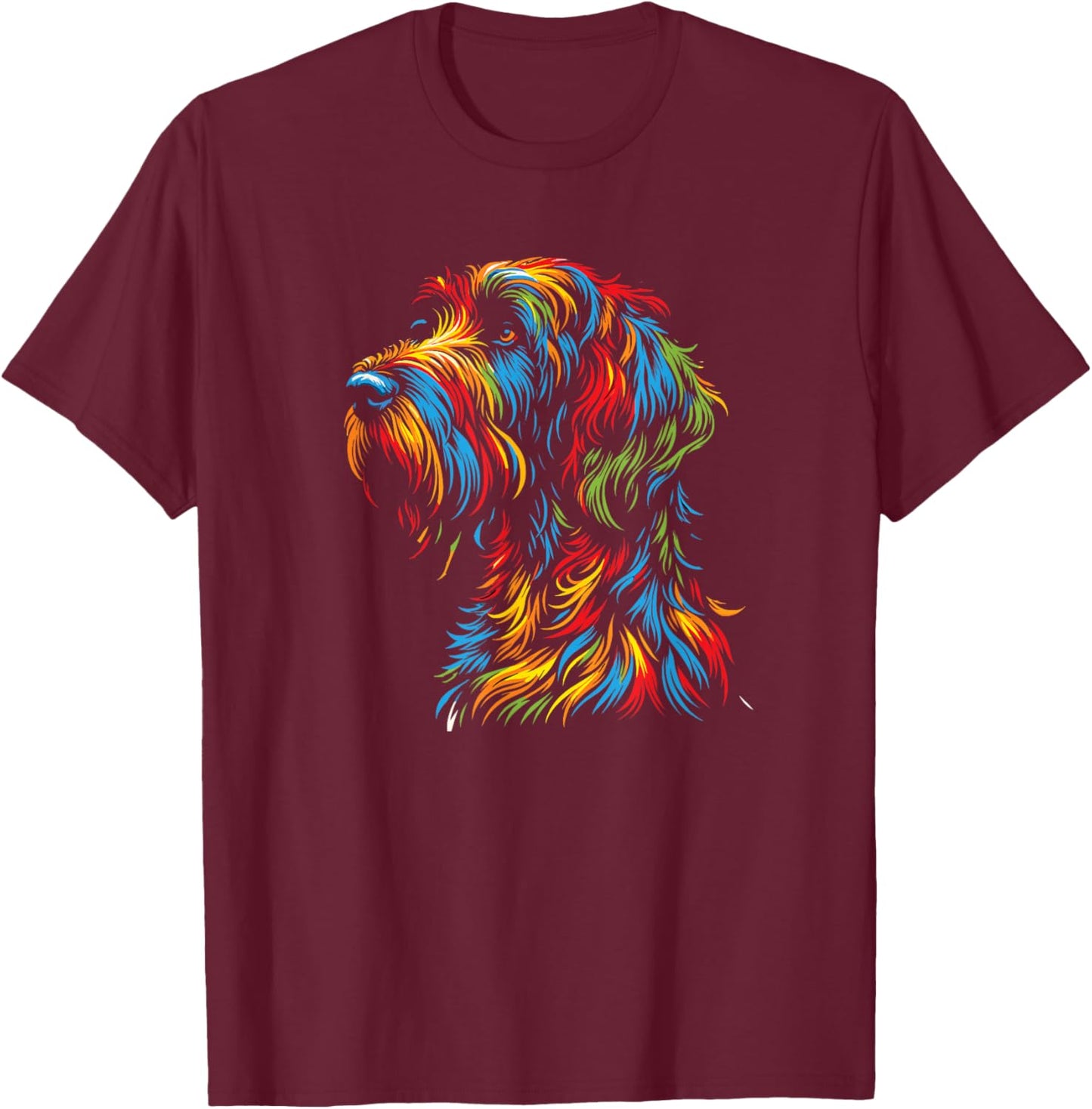 Colorful Griffon Portrait Wirehaired Pointing Griffon Lover T-Shirt - T-Shirt | Maroon