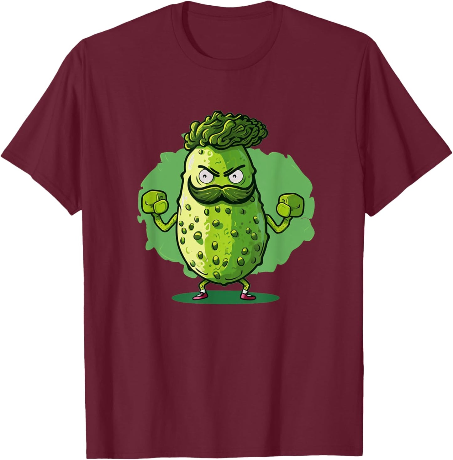 Funny looking pickle outfit with muscle for gym fans T-Shirt - T-Shirt | Maroon