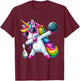 Birthday Girls Funny Dabbing Bowling Unicorn Dab Girls T-Shirt - T-Shirt | Maroon