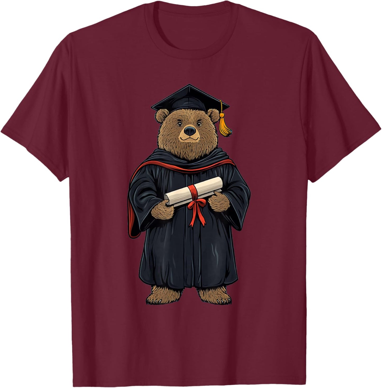 Cute Bear Graduation T-Shirt - T-Shirt | Maroon