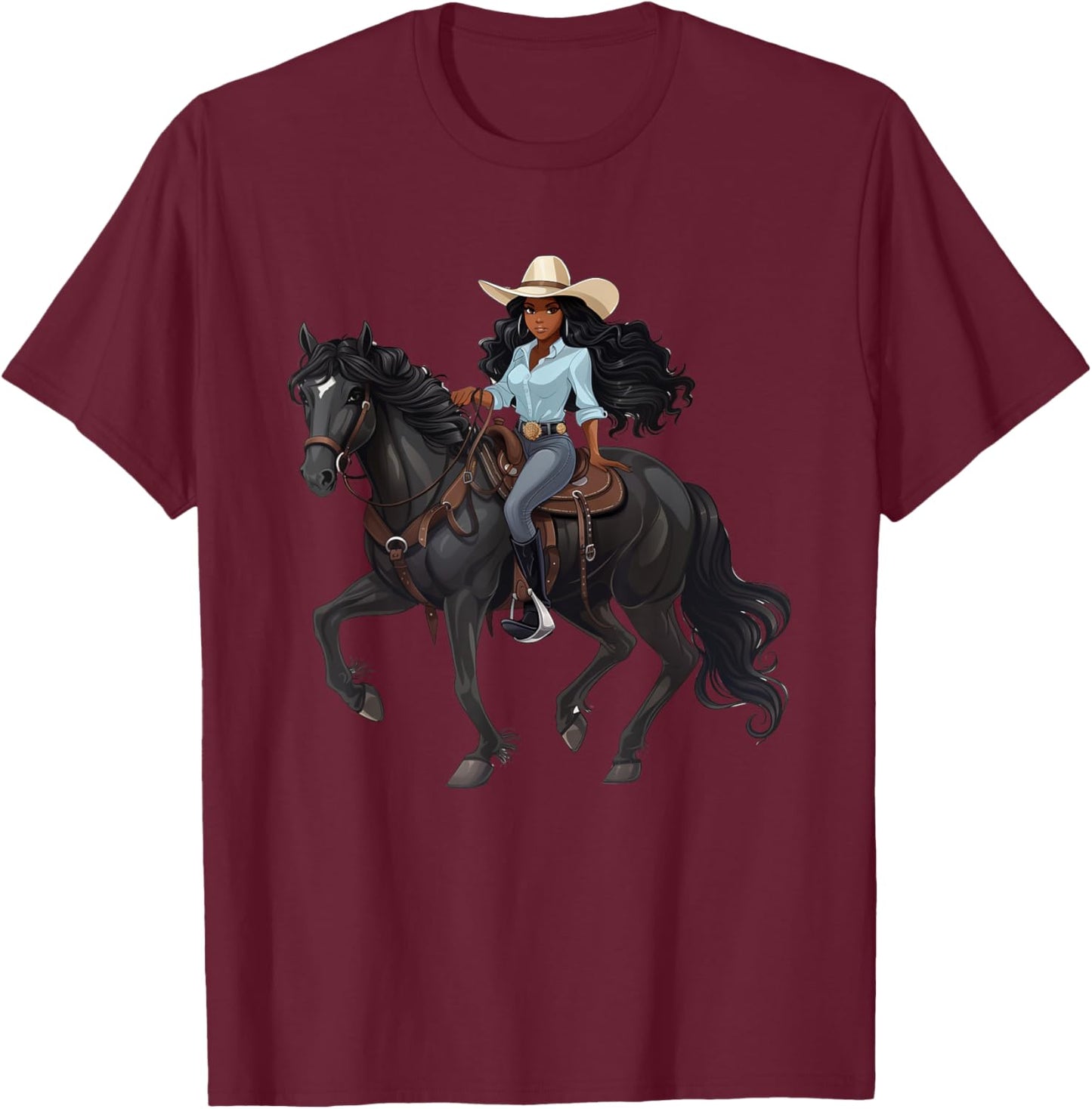 Howdy Black Cowgirls African American Texas Melanin Woman T-Shirt - T-Shirt | Maroon
