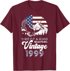 Vintage 1999 Patriotic Eagle 27th Birthday American Flag T-Shirt - T-Shirt | Maroon
