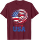 Surfing USA American Flag Surfer Patriotic T-Shirt - T-Shirt | Maroon