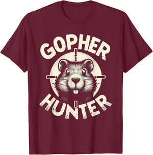 Unique Funny Landscaping Crosshairs Gopher Hunter T-Shirt - T-Shirt | Maroon