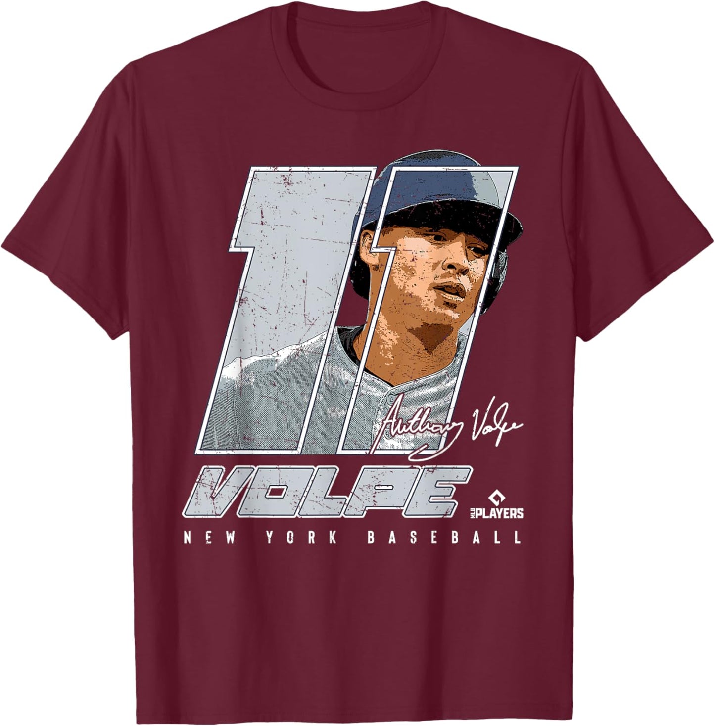 Silhouette Anthony Volpe New York MLBPA T-Shirt - T-Shirt | Maroon