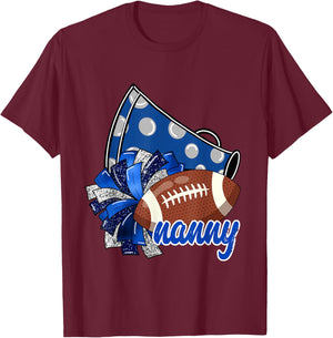 Cheer Nanny Shirt, Megaphone Pom Pom Football Blue T-Shirt - T-Shirt | Maroon