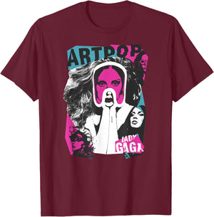 Lady Gaga Artpop Collage Glamour Music Pop T-Shirt - T-Shirt | Maroon