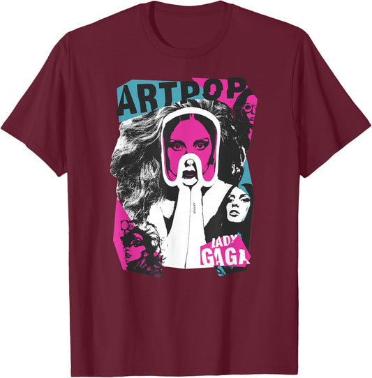 Lady Gaga Artpop Collage Glamour Music Pop T-Shirt - T-Shirt | Maroon