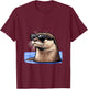 Otter mit Sonnenbrille Tiermotiv Portrait Wildlife Marder T-Shirt - T-Shirt | Maroon