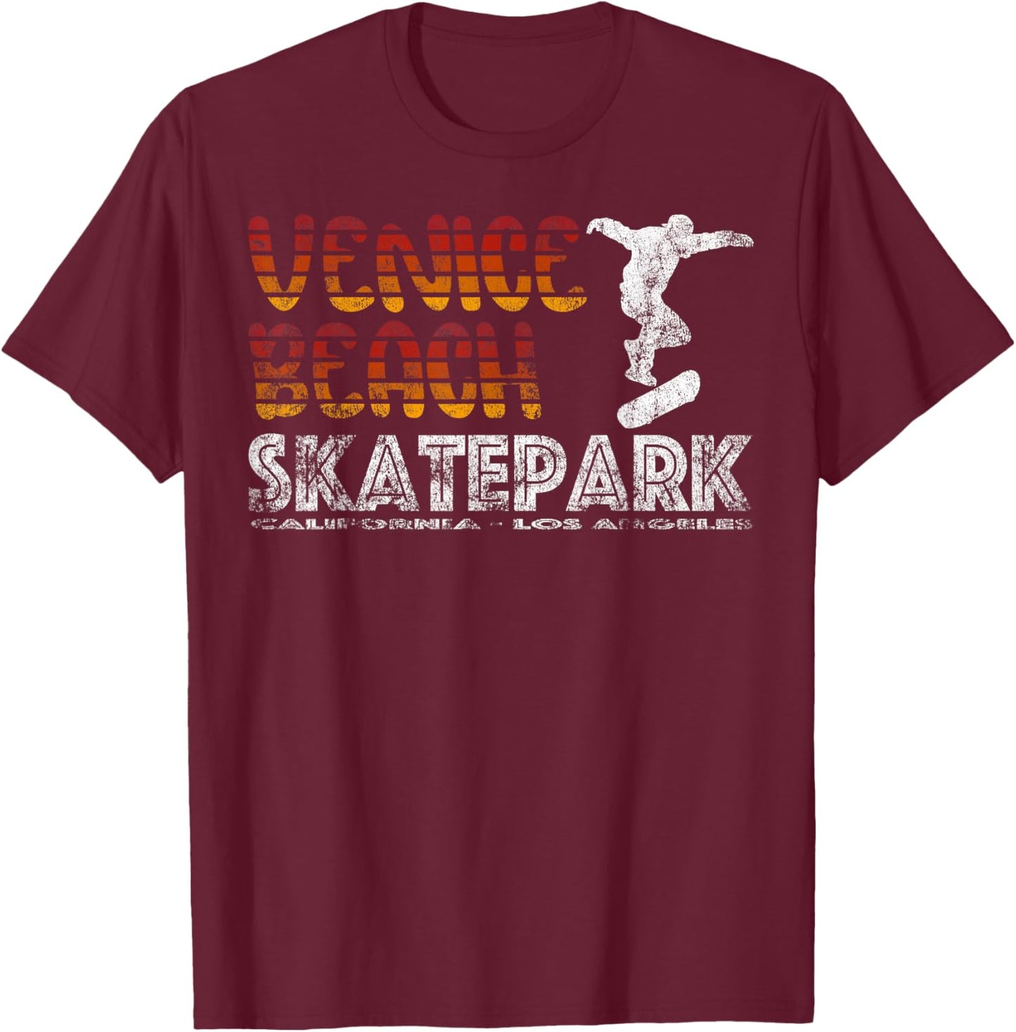 Venice Beach California Skatepark, Skateboard T-Shirt - T-Shirt | Maroon