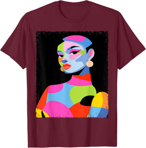 Feminine Women's Abstract Fashion Designer T-Shirt - T-Shirt | Maroon