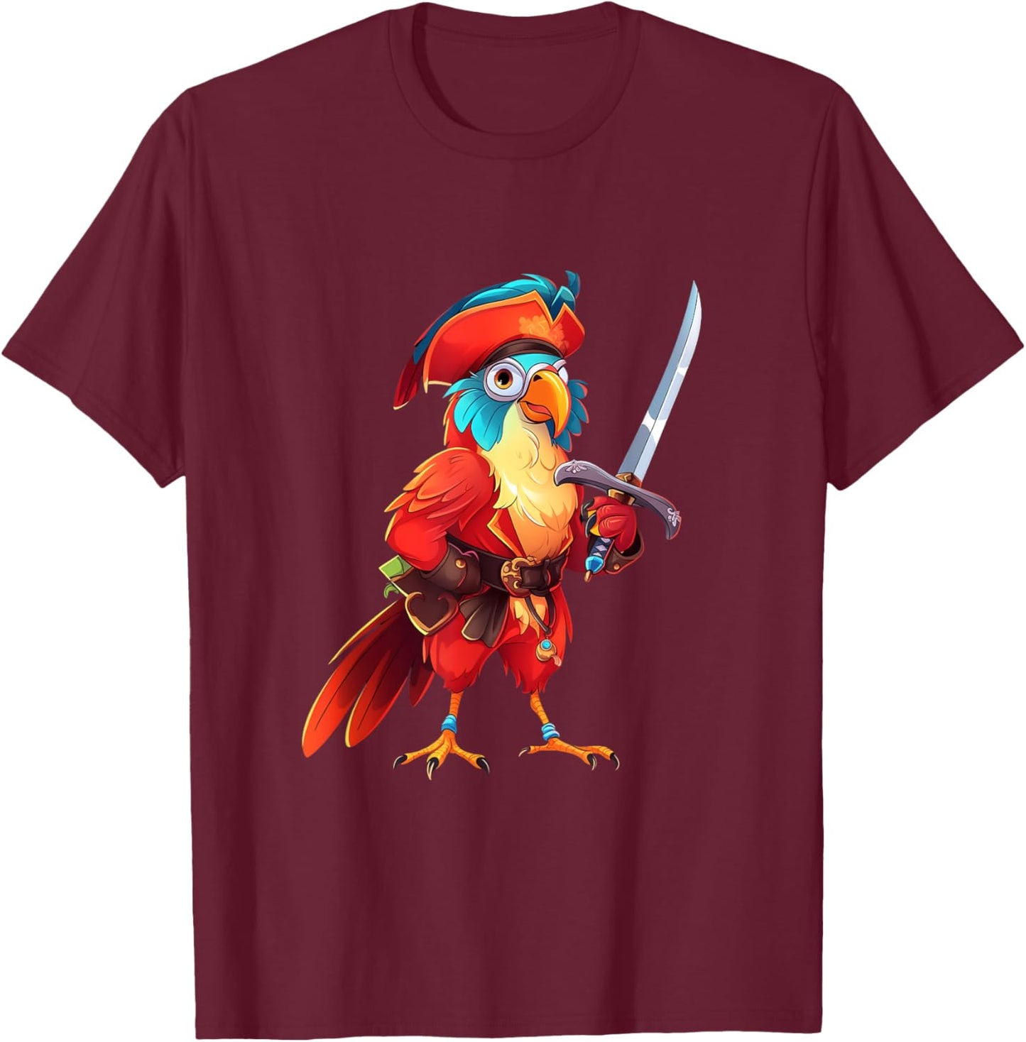 Pirate Costume Parrot Bird Buccaneer Pirate Costume Children Boys T-Shirt - T-Shirt | Maroon