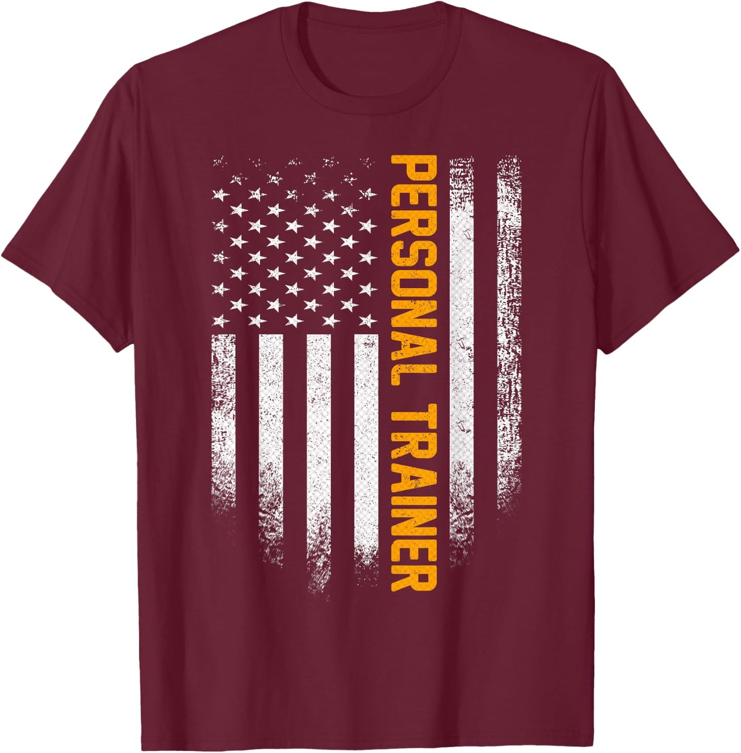 Vintage USA Personal Trainer American Flag Patriotic Funny T-Shirt - T-Shirt | Maroon