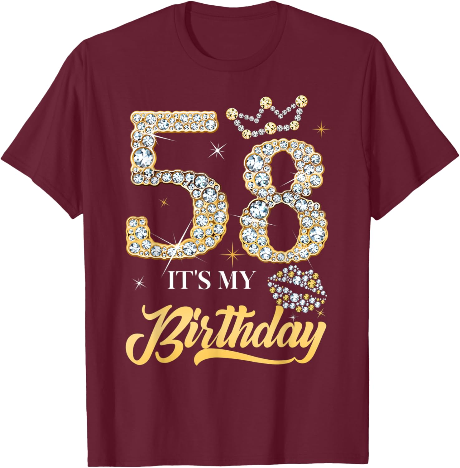 It's My 58th Birthday Diamond Shoes 58 Years Old Women T-Shirt - T-Shirt | Maroon