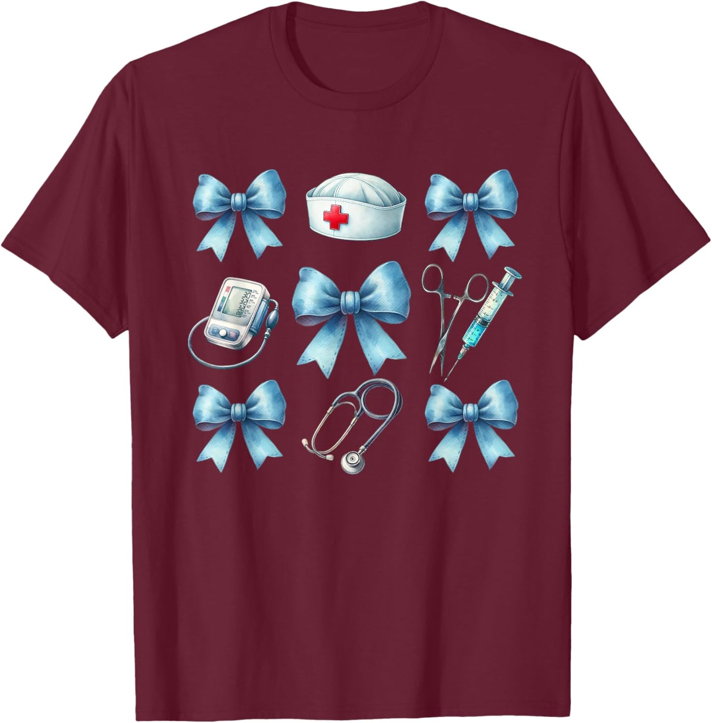 Nurse With Bow T-Shirt - T-Shirt | Maroon