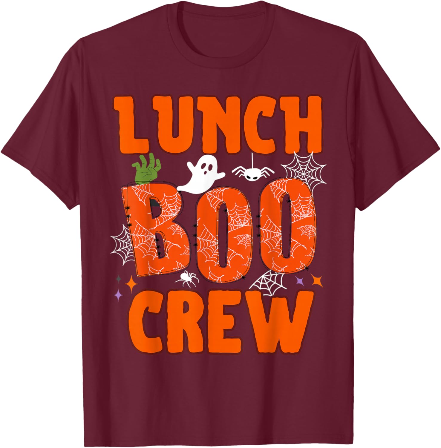 Lunch Lady Boo Crew Cafeteria Halloween Costume Matching T-Shirt - T-Shirt | Maroon