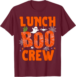 Lunch Lady Boo Crew Cafeteria Halloween Costume Matching T-Shirt - T-Shirt | Maroon