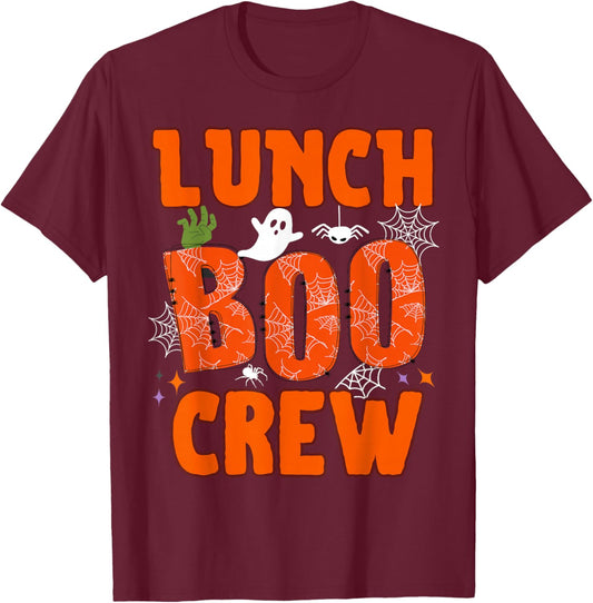Lunch Lady Boo Crew Cafeteria Halloween Costume Matching T-Shirt - T-Shirt | Maroon