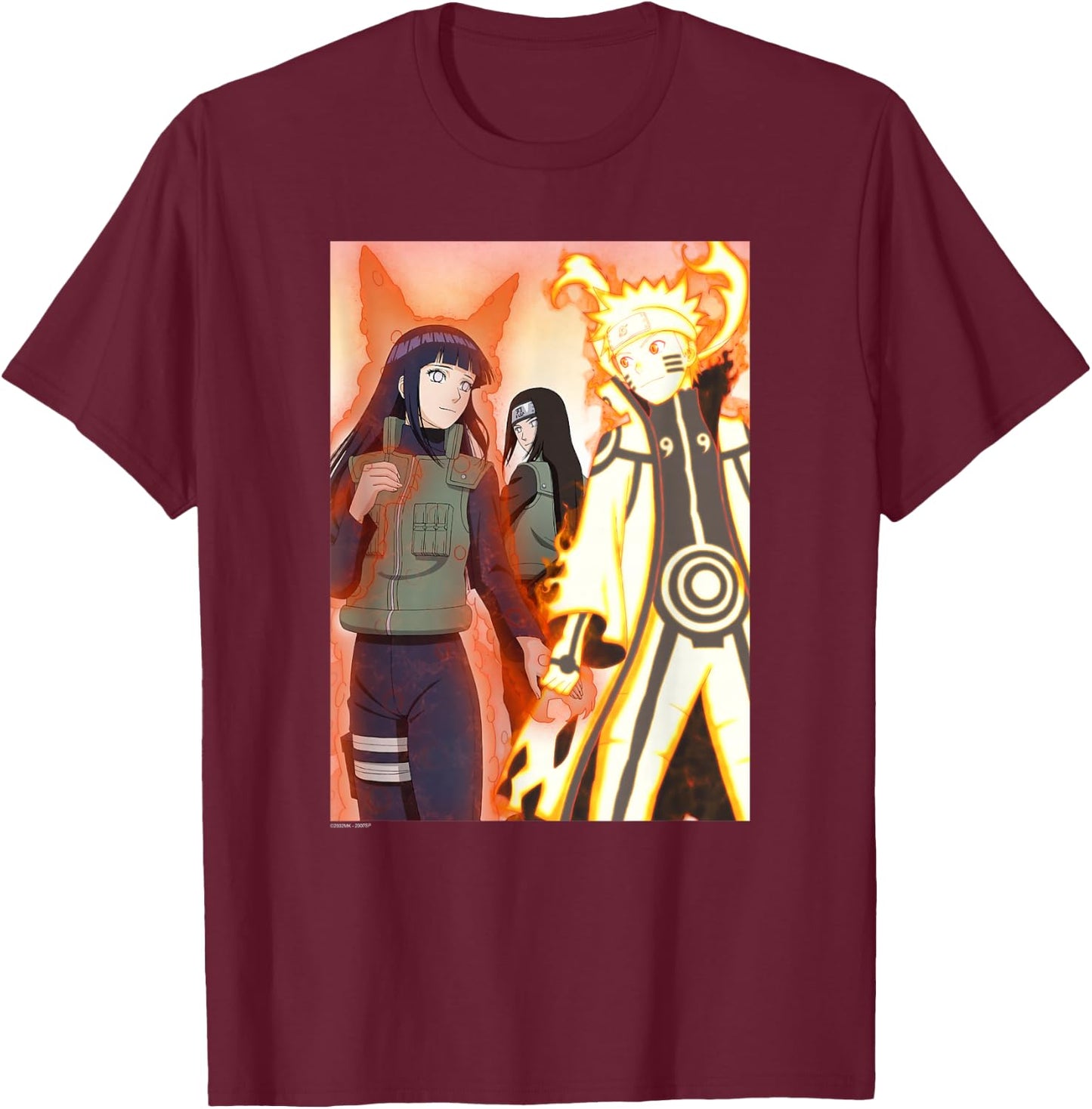 Naruto Shippuden Biju Love Glowing Couple Anime T-Shirt - T-Shirt | Maroon