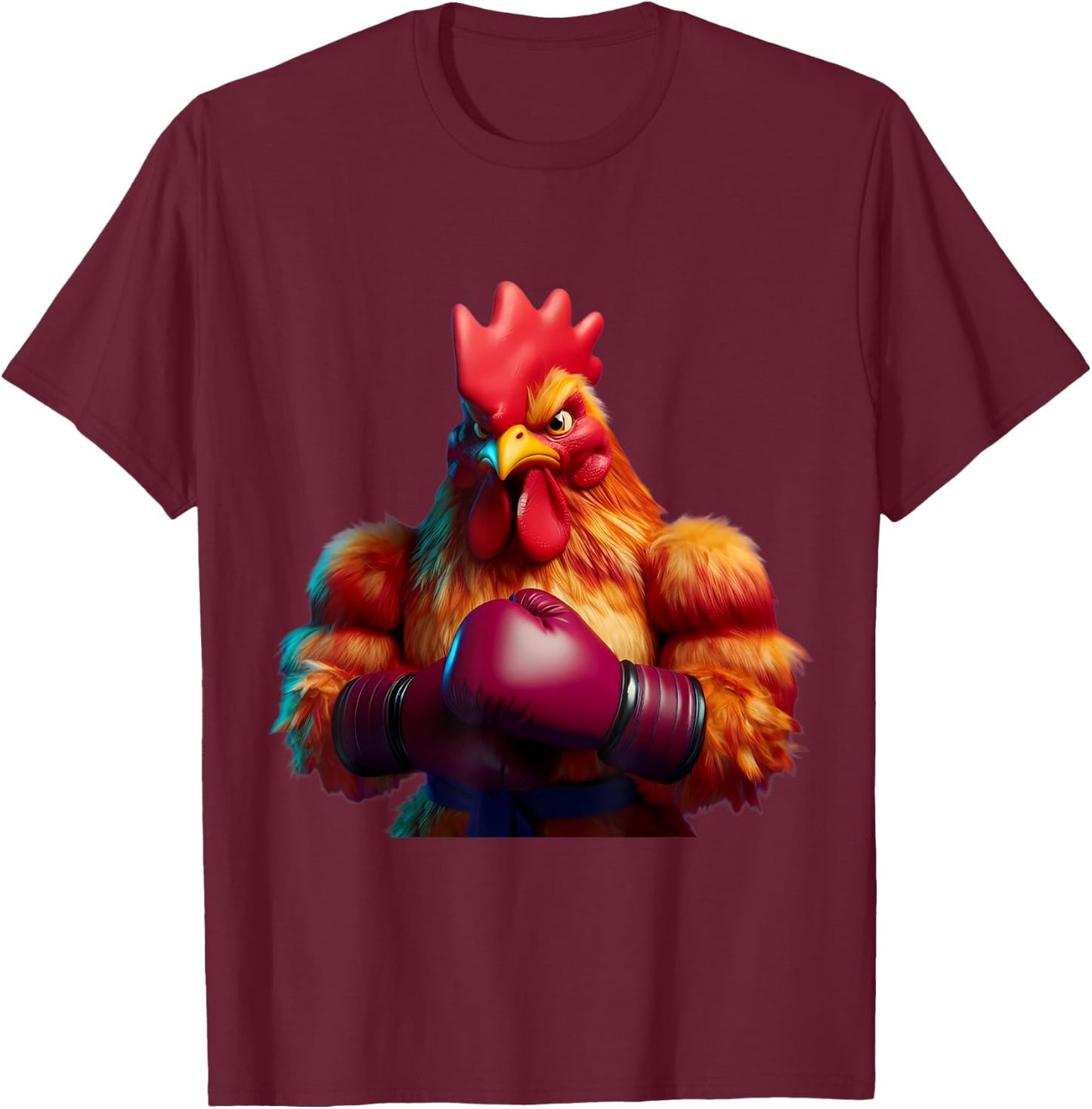 Boxing Chicken Boxer Kickboxer MMA Fighter Combat Sports Gym T-Shirt - T-Shirt | Maroon