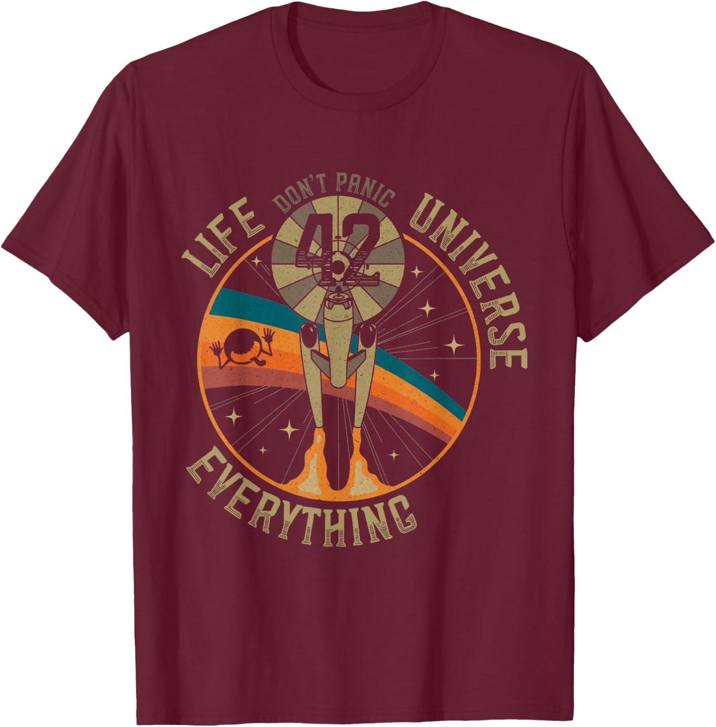 Vintage 42 Answer to Life The Universe and Everything Retro T-Shirt - T-Shirt | Maroon