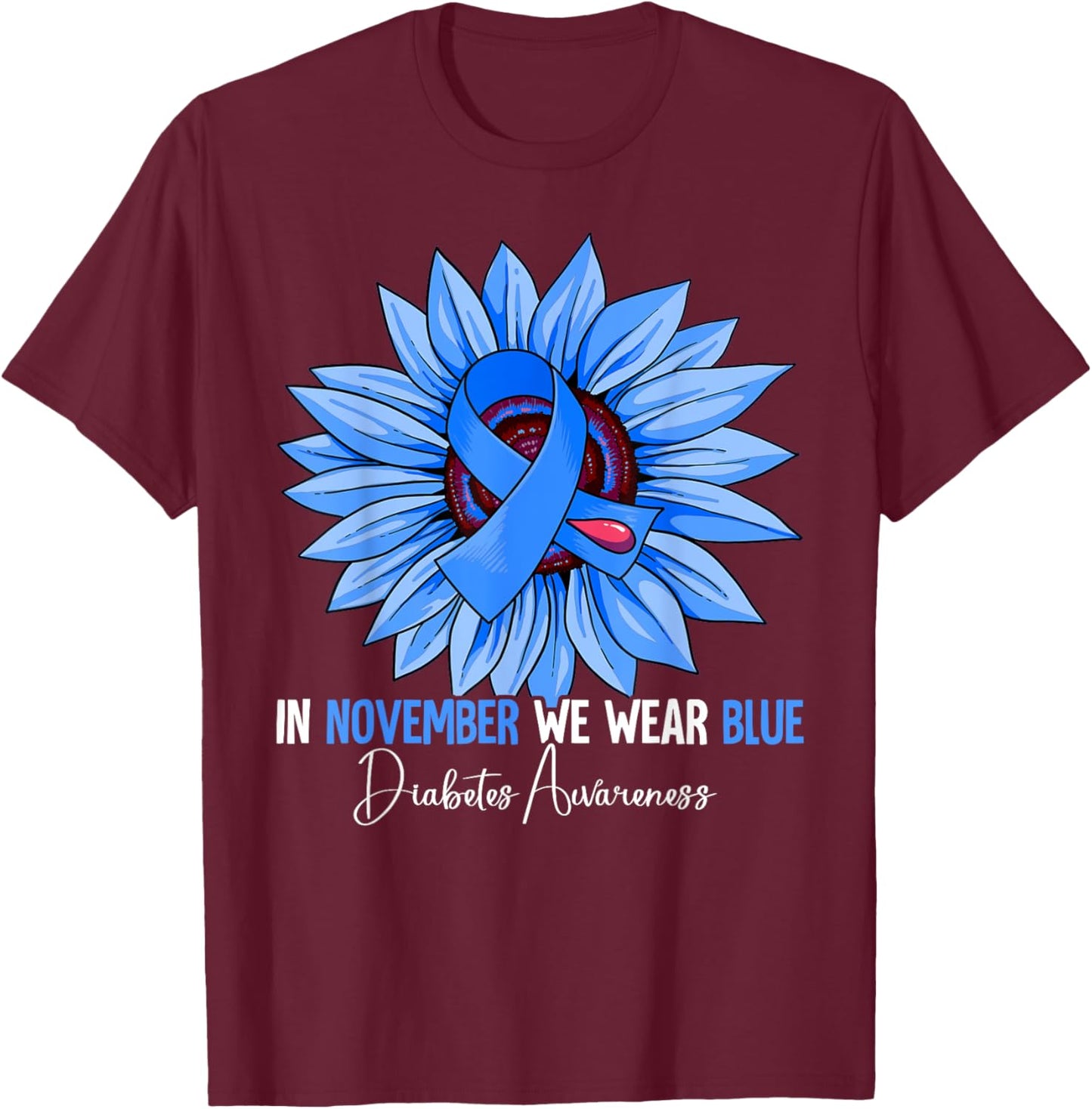 Diabetes Awareness T-Shirt - T-Shirt | Maroon