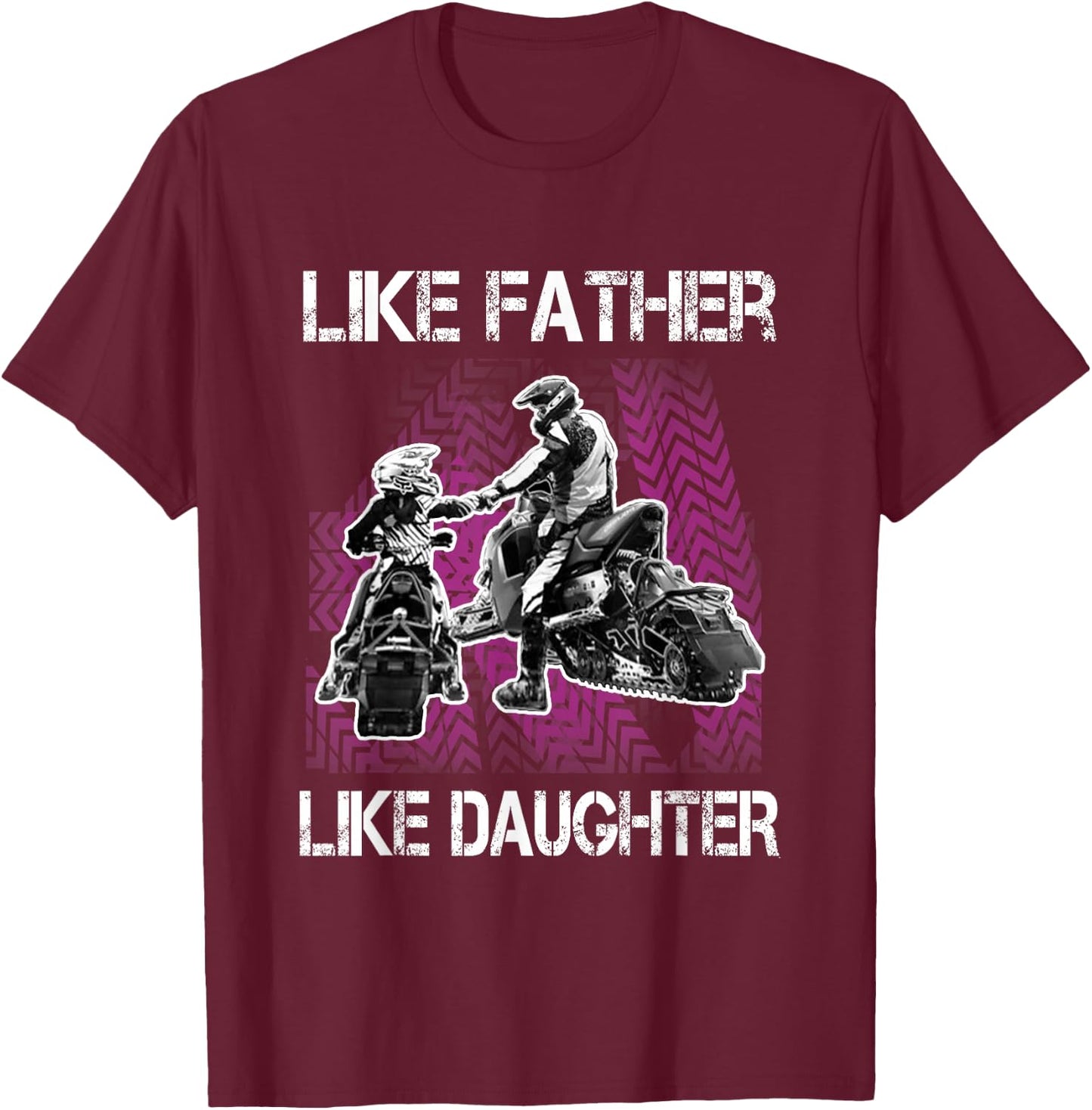 Snowmobile Father and Daughter T Shirt Girls Snowcross T-Shirt - T-Shirt | Maroon