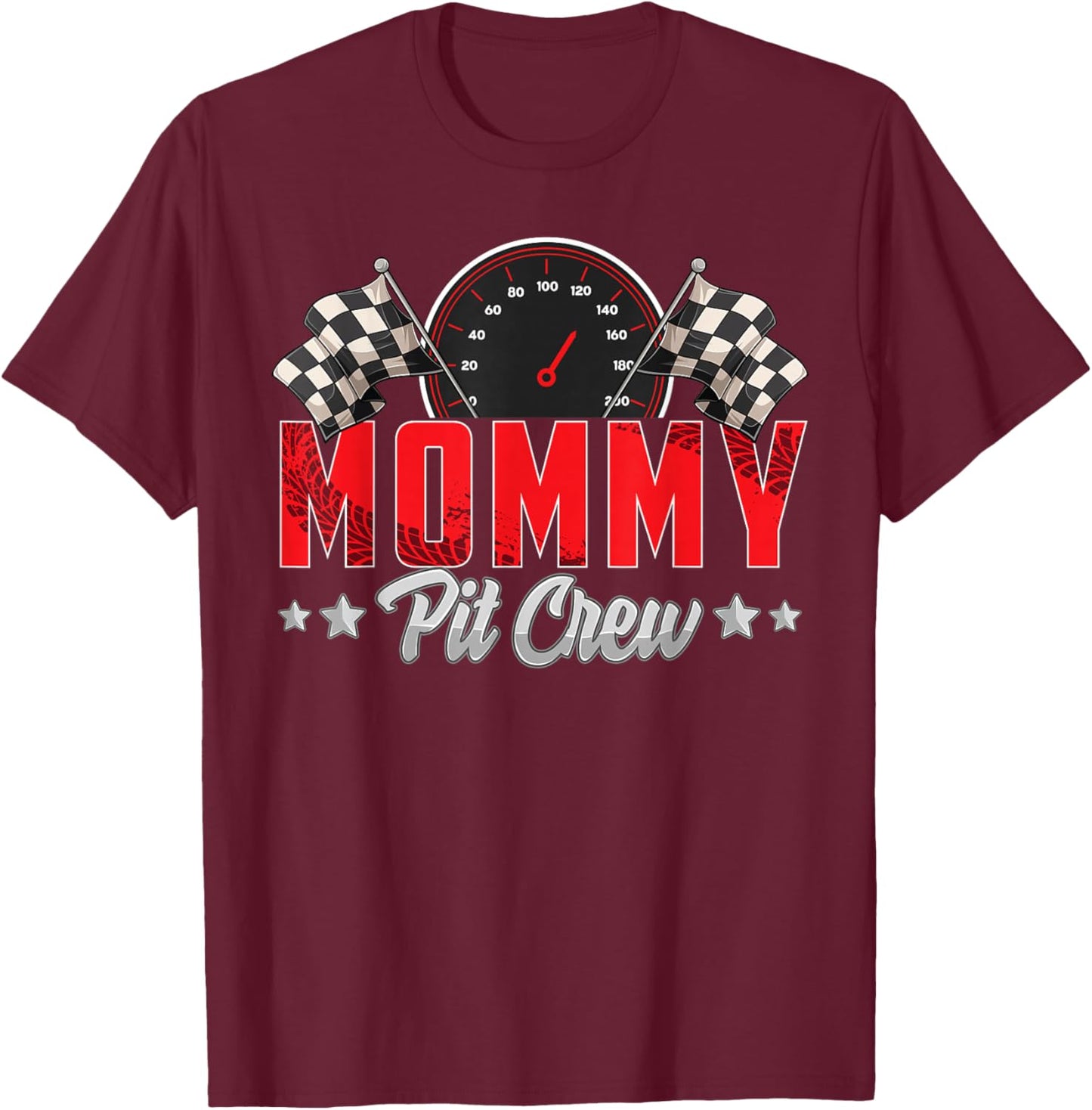 Race Car Birthday Party Racing Family Mommy Pit Crew Small T-Shirt - T-Shirt | Maroon