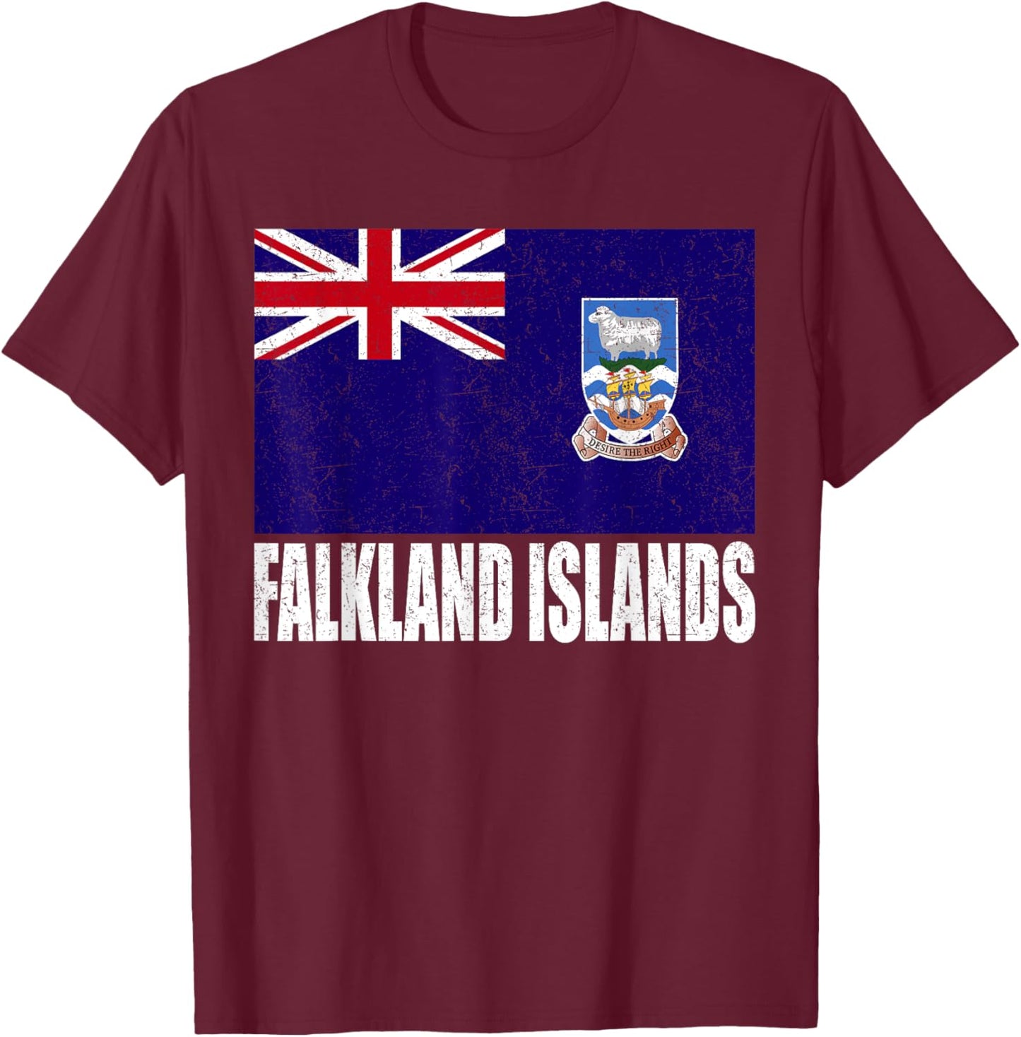 Falklandinseln Flagge Grunge Vintage Souvenir Falkland T-Shirt - T-Shirt | Maroon