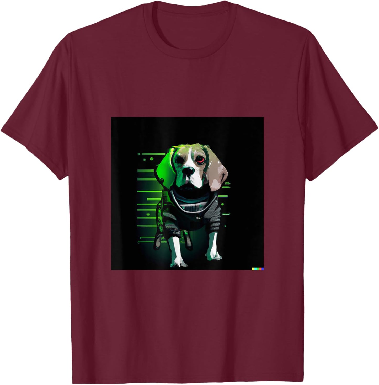 Cyberpunk Beagle | Funny Robot Dog Men Women cute distopic T-Shirt - T-Shirt | Maroon