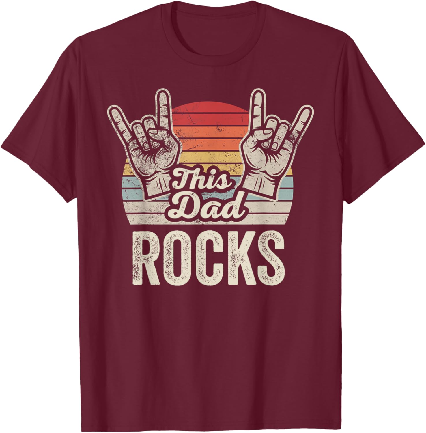 This Dad Rocks Retro Vibes T-Shirt - T-Shirt | Maroon