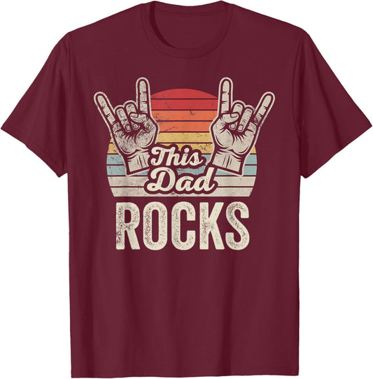 This Dad Rocks Retro Vibes T-Shirt - T-Shirt | Maroon