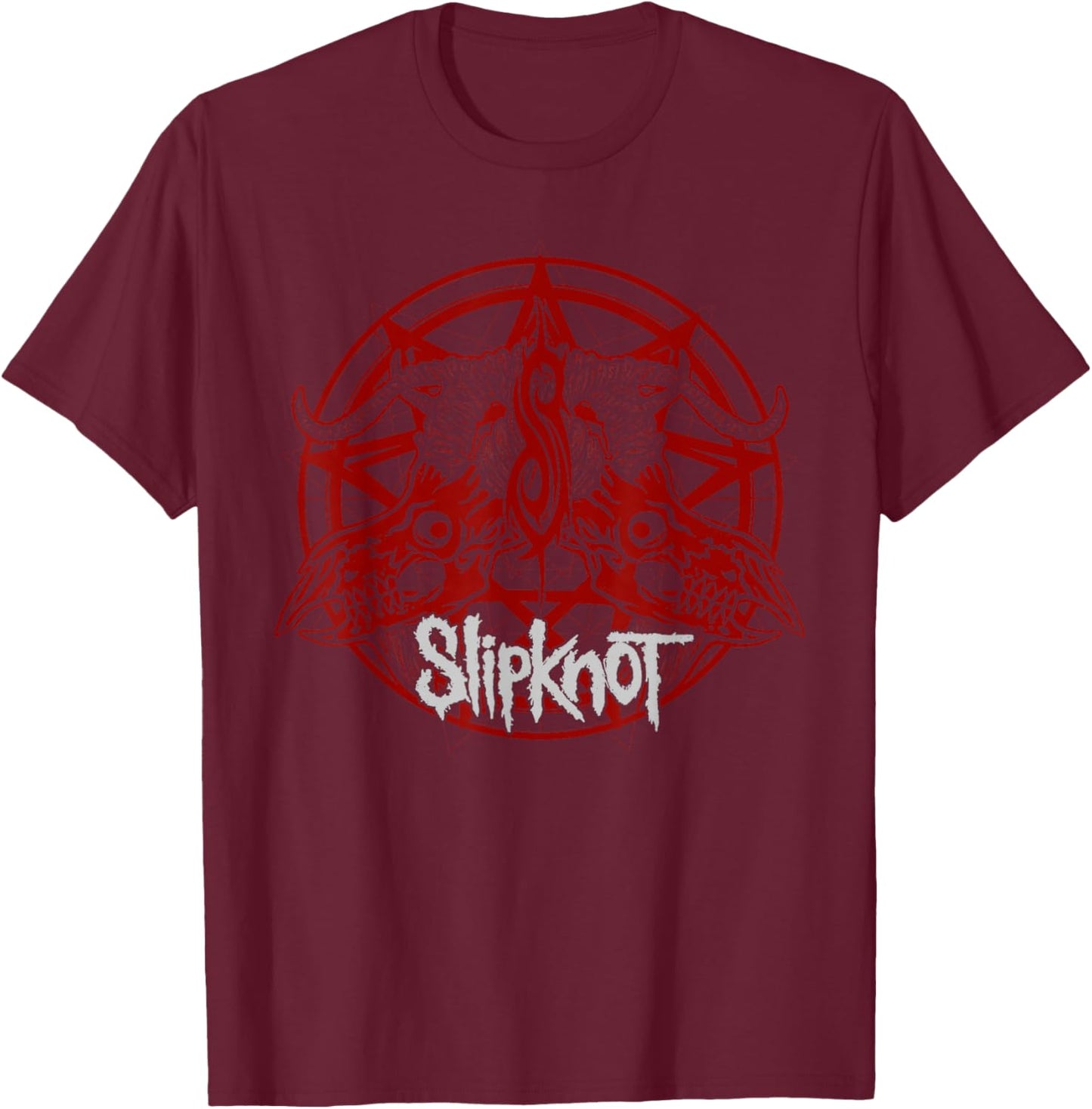 Official Slipknot Goats Head Seal T-Shirt - T-Shirt | Maroon