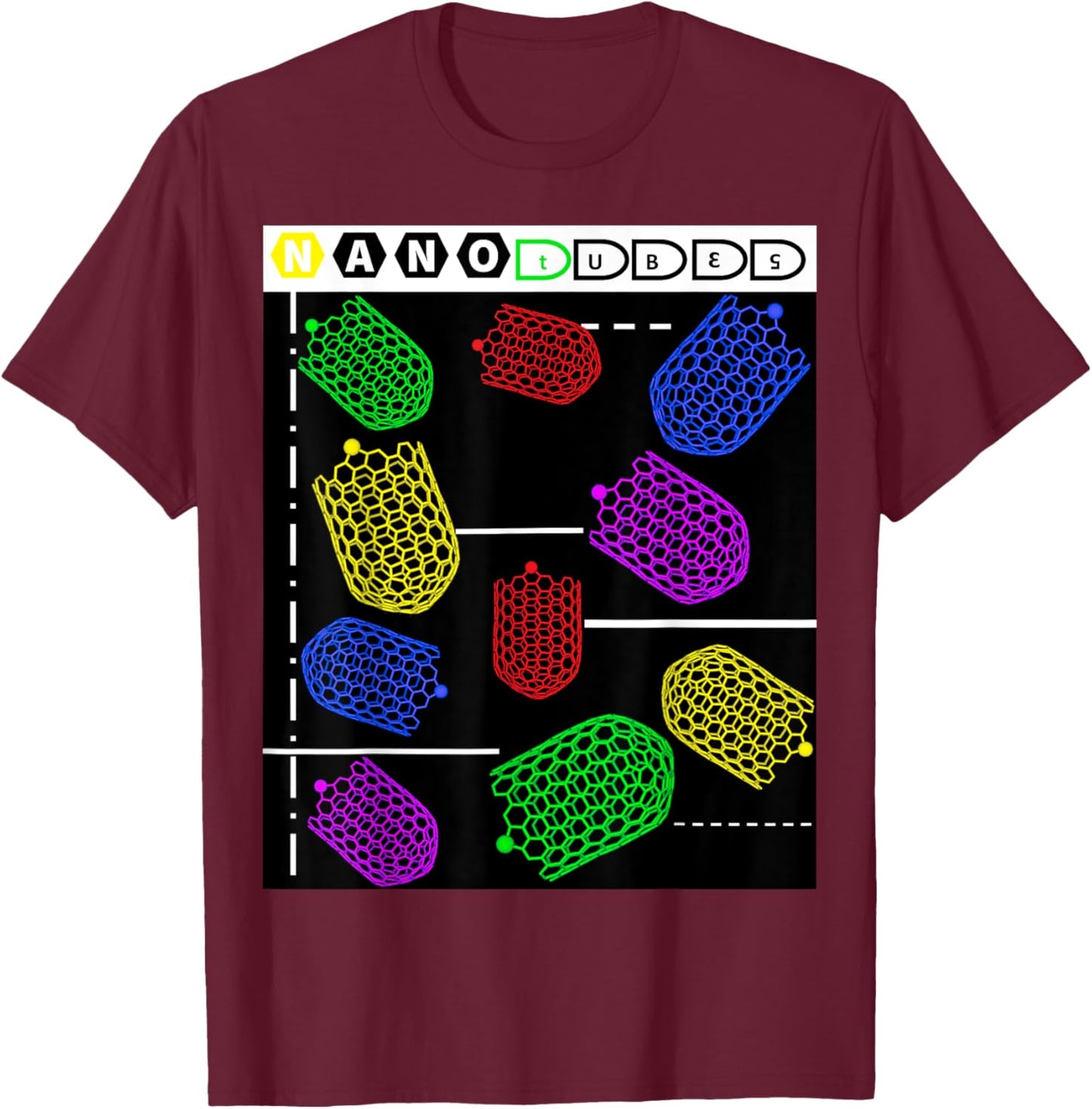 Funny Nerdy Forms Nanotubes Chemistry Teacher Geek T-Shirt - T-Shirt | Maroon