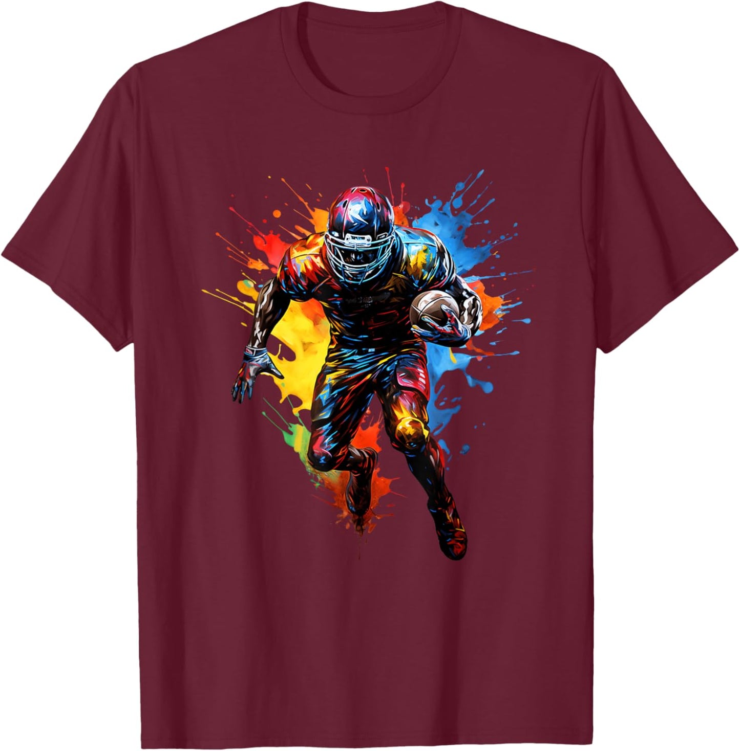Football player paint splash T-Shirt - T-Shirt | Maroon