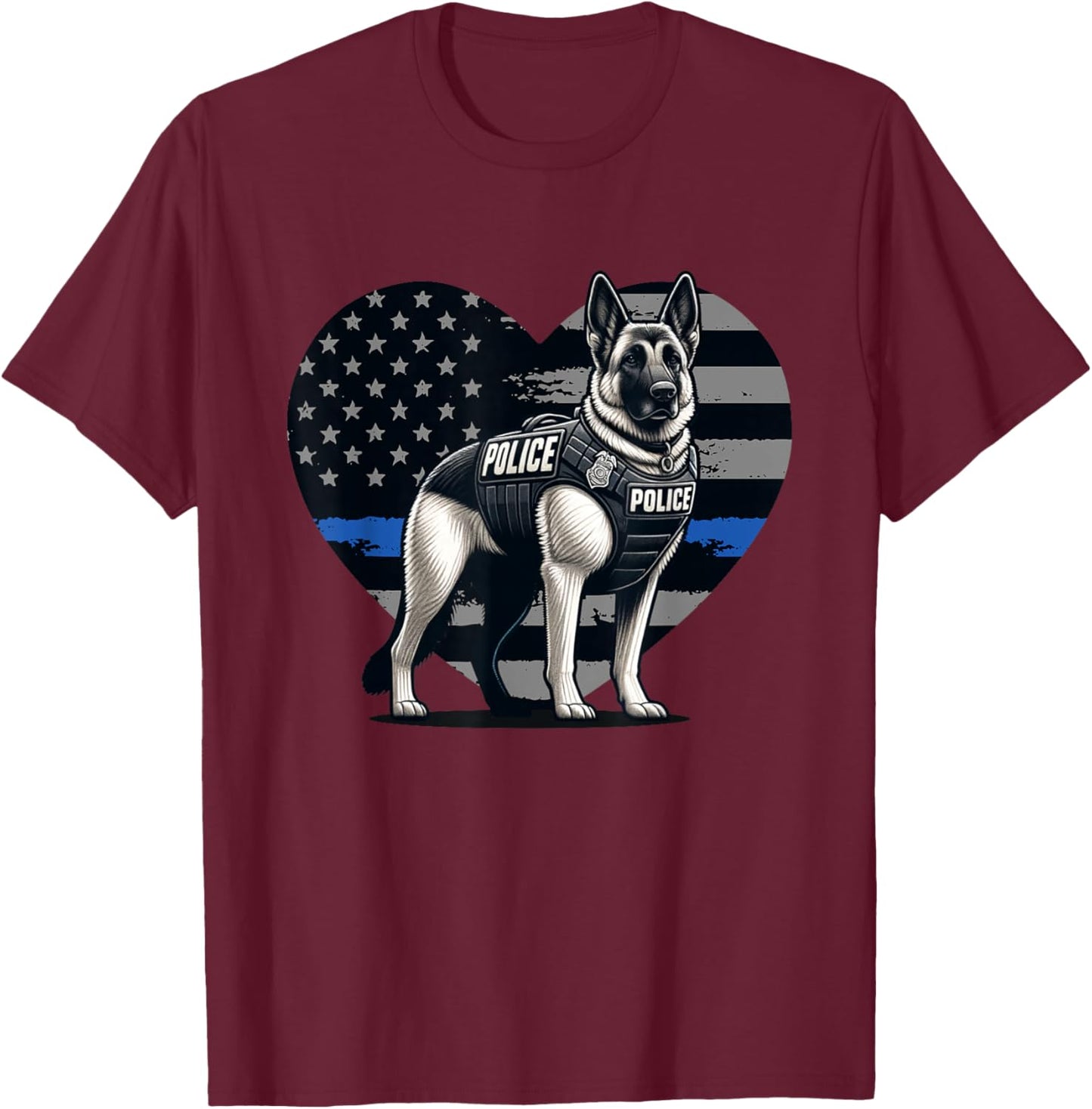 Police K9 Dog, Law Enforcement T-Shirt - T-Shirt | Maroon