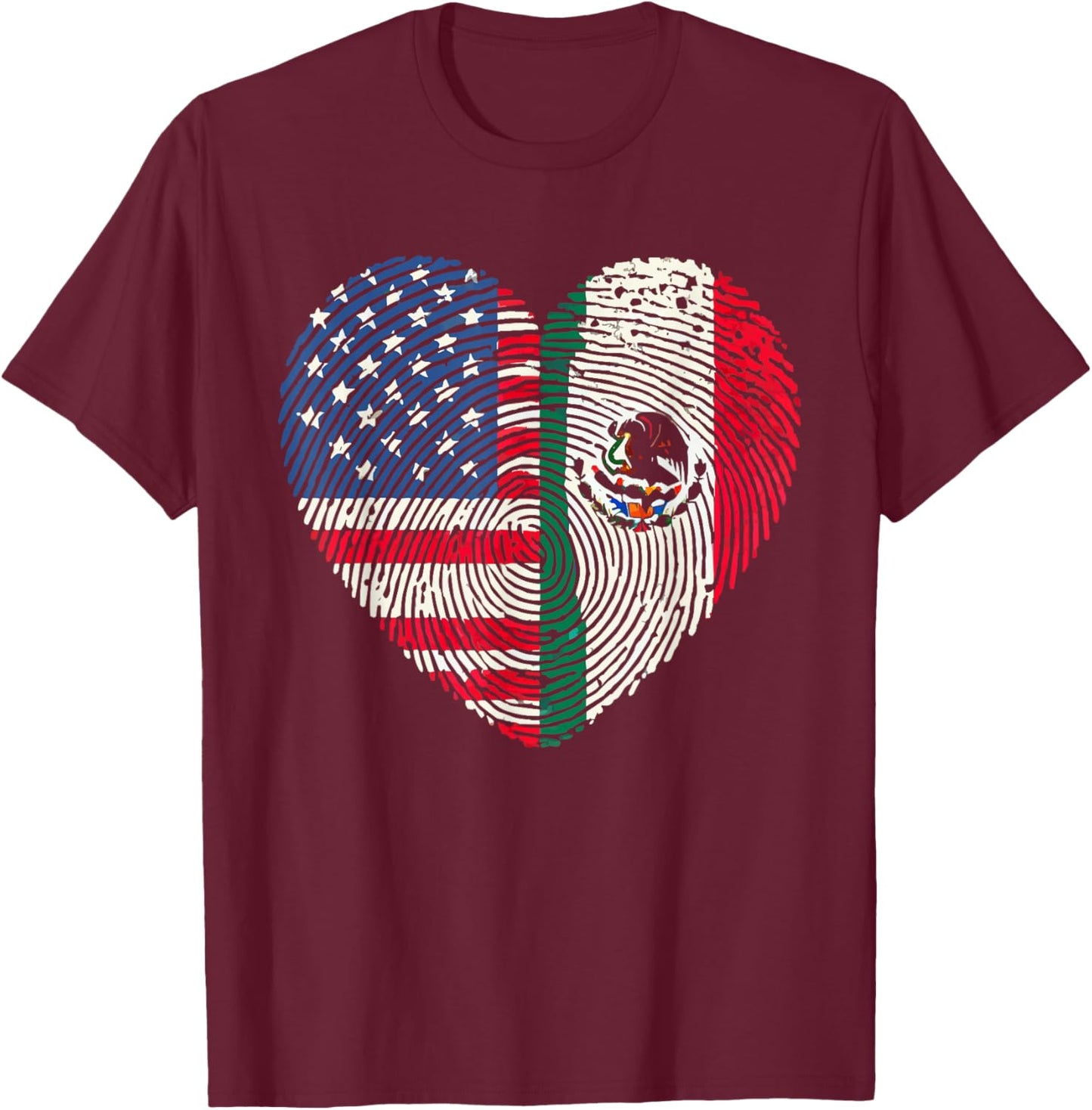 Half Mexican Half American USA Flag Mexico America T-Shirt - T-Shirt | Maroon