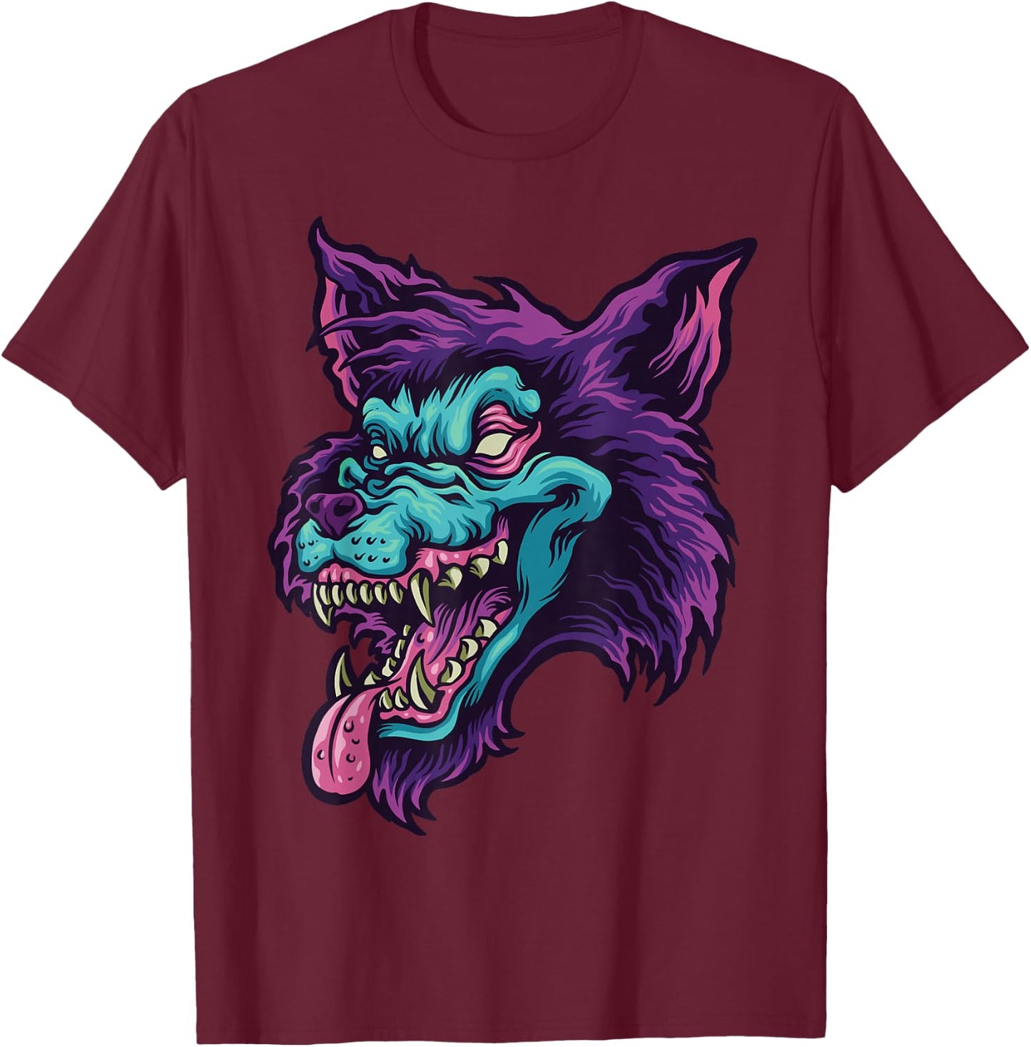Werewolf Face Gifts for Lovers Wolf or Wolves T-Shirt - T-Shirt | Maroon