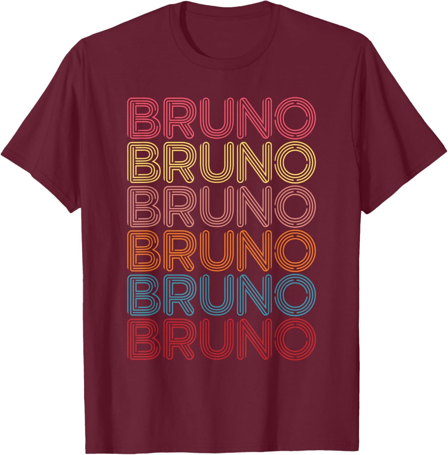 Retro Bruno First Name Boy Kids Personalized Girl Bruno T-Shirt - T-Shirt | Maroon