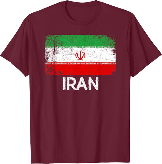 Iranian Persian Flag | Vintage Made In Iran Gift T-Shirt - T-Shirt | Maroon
