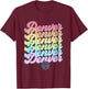 NBA Denver Nuggets Pastel Rainbow Pride Stack T-Shirt - T-Shirt | Maroon