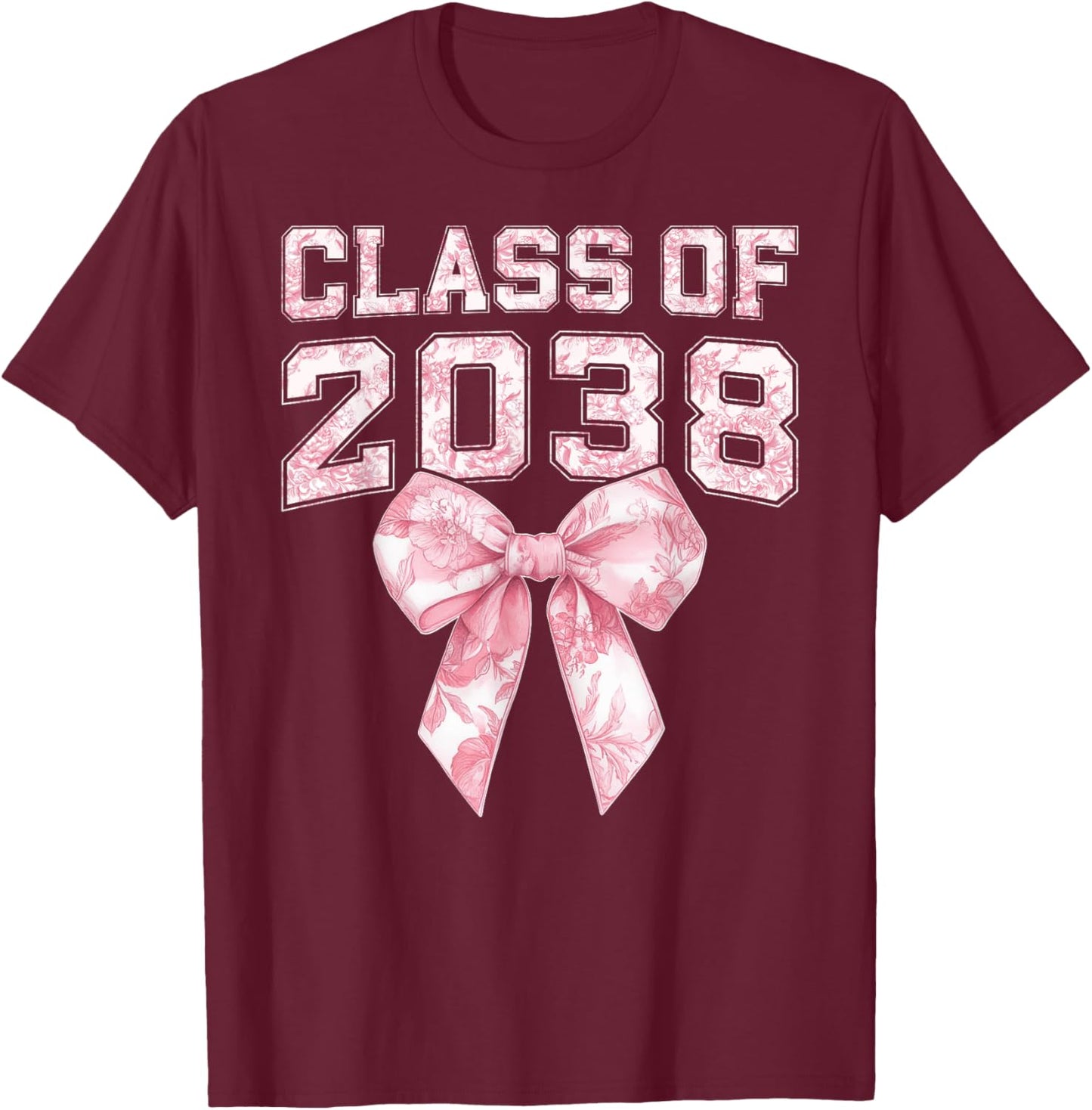 Coquette Bow Preppy Class of 2038 Girly Girl 2038 Graduation T-Shirt - T-Shirt | Maroon