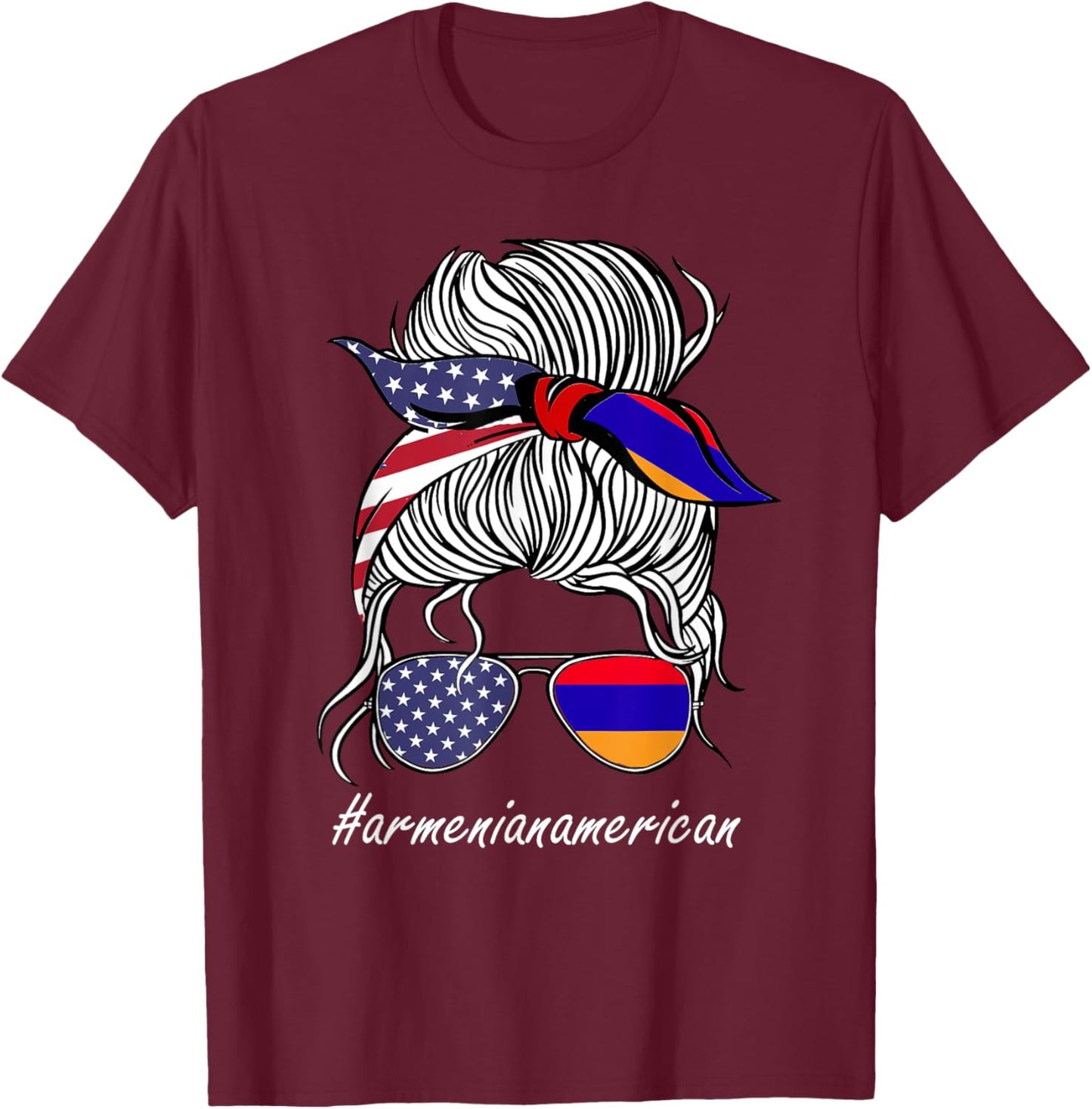 Armenia Women Heritage American Grown Girl Armenia Flag T-Shirt - T-Shirt | Maroon