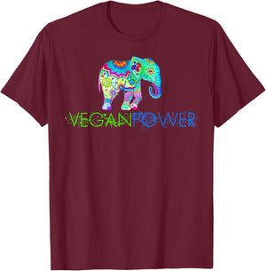 Vegan Power Elephant Mandala, Vegan Gifts 2023 2024 T-Shirt - T-Shirt | Maroon
