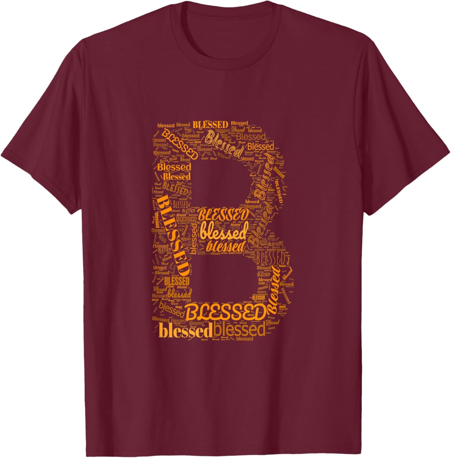 Orange B - Blessed In Countless Ways Orange Graphic T-Shirt - T-Shirt | Maroon
