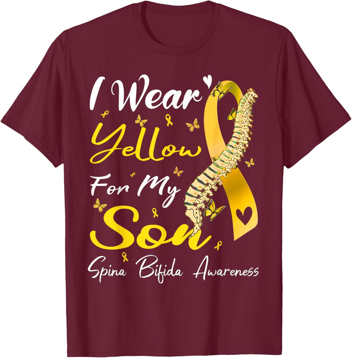 I Wear Yellow For My Son Spina Bifida Awareness T-Shirt - T-Shirt | Maroon