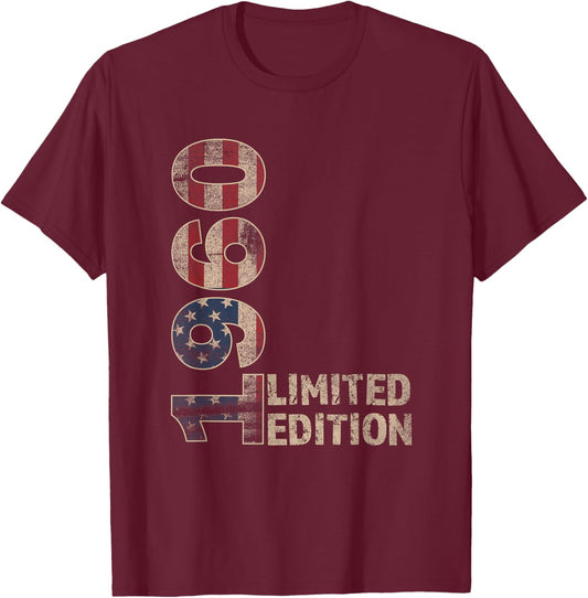 65th Birthday Gift Men Vintage Born 1960 Turning 65 Year Old T-Shirt - T-Shirt | Maroon